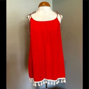 Red/coral - boutique shoulder tie tank top